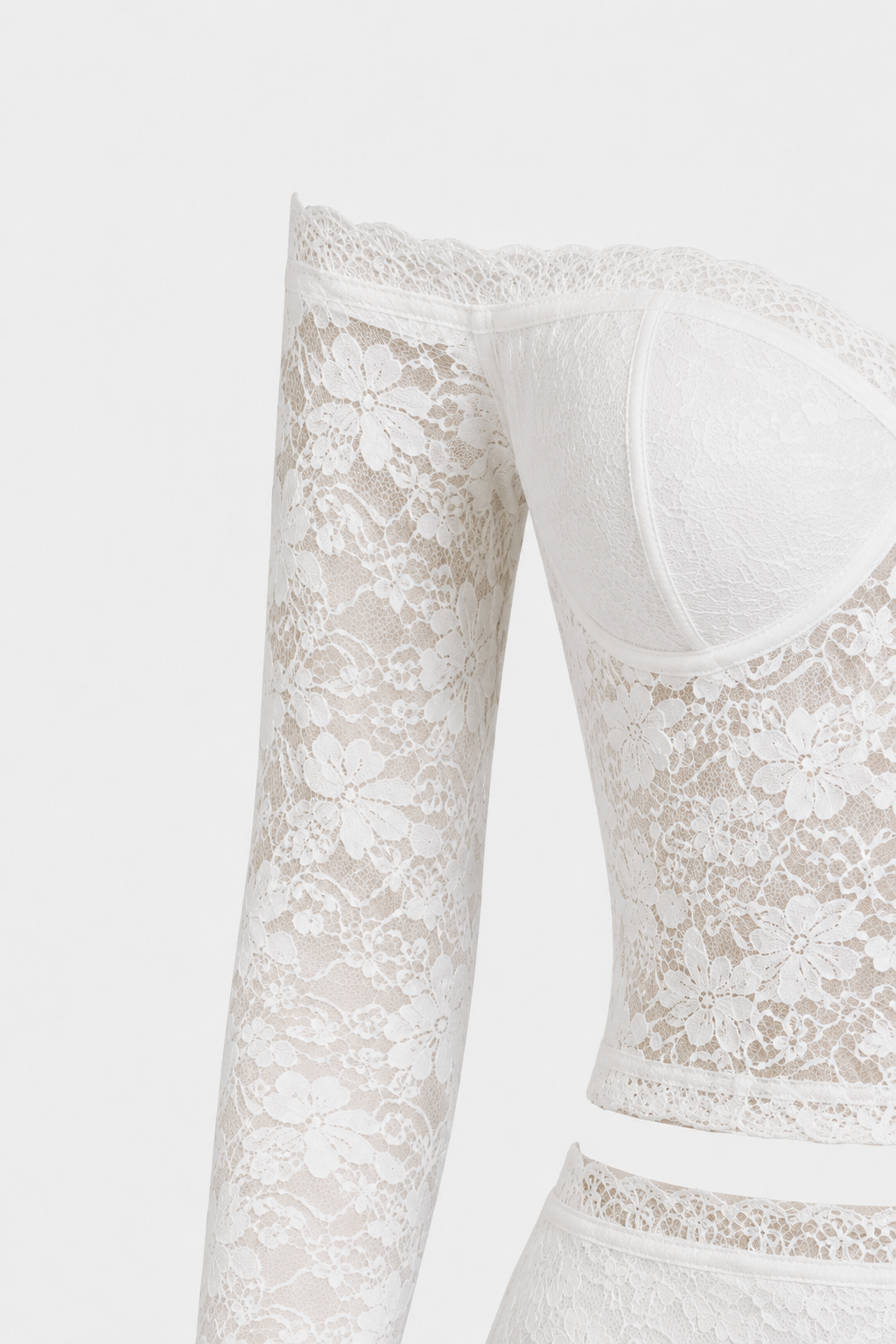 Delilah Off Shoulder Sheer Lace Top and Mini Skirt Set