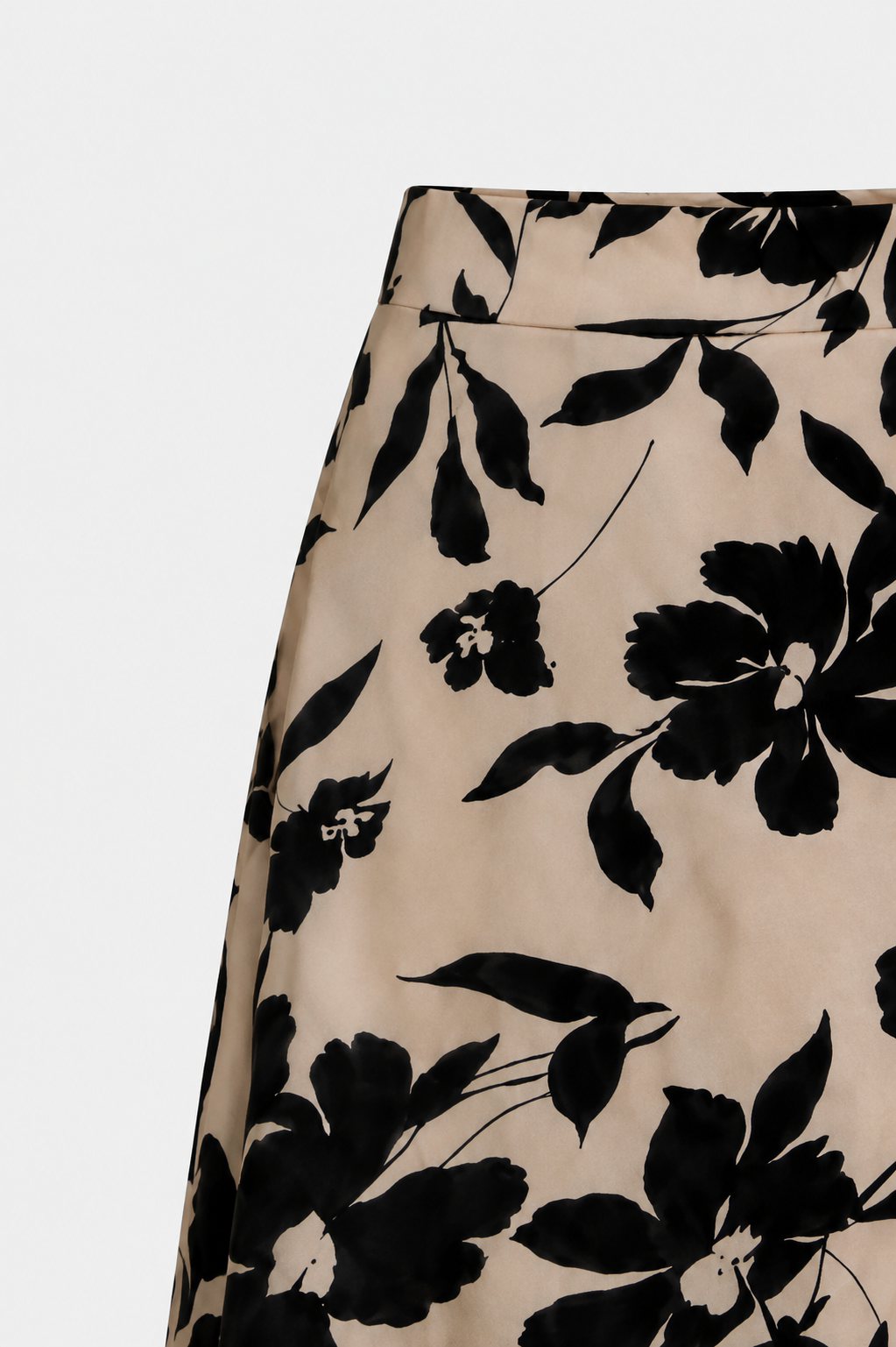Fleur Asymmetric Ruffle Hem Floral Midi Skirt