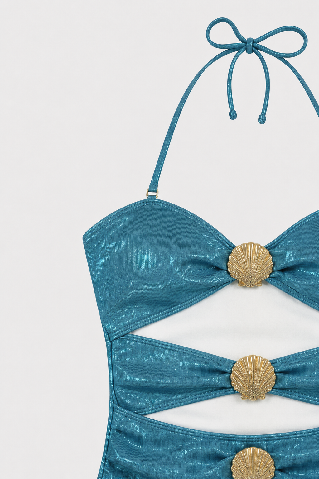 Marina Shell Print Gold Stamped One Piece Swimsuit