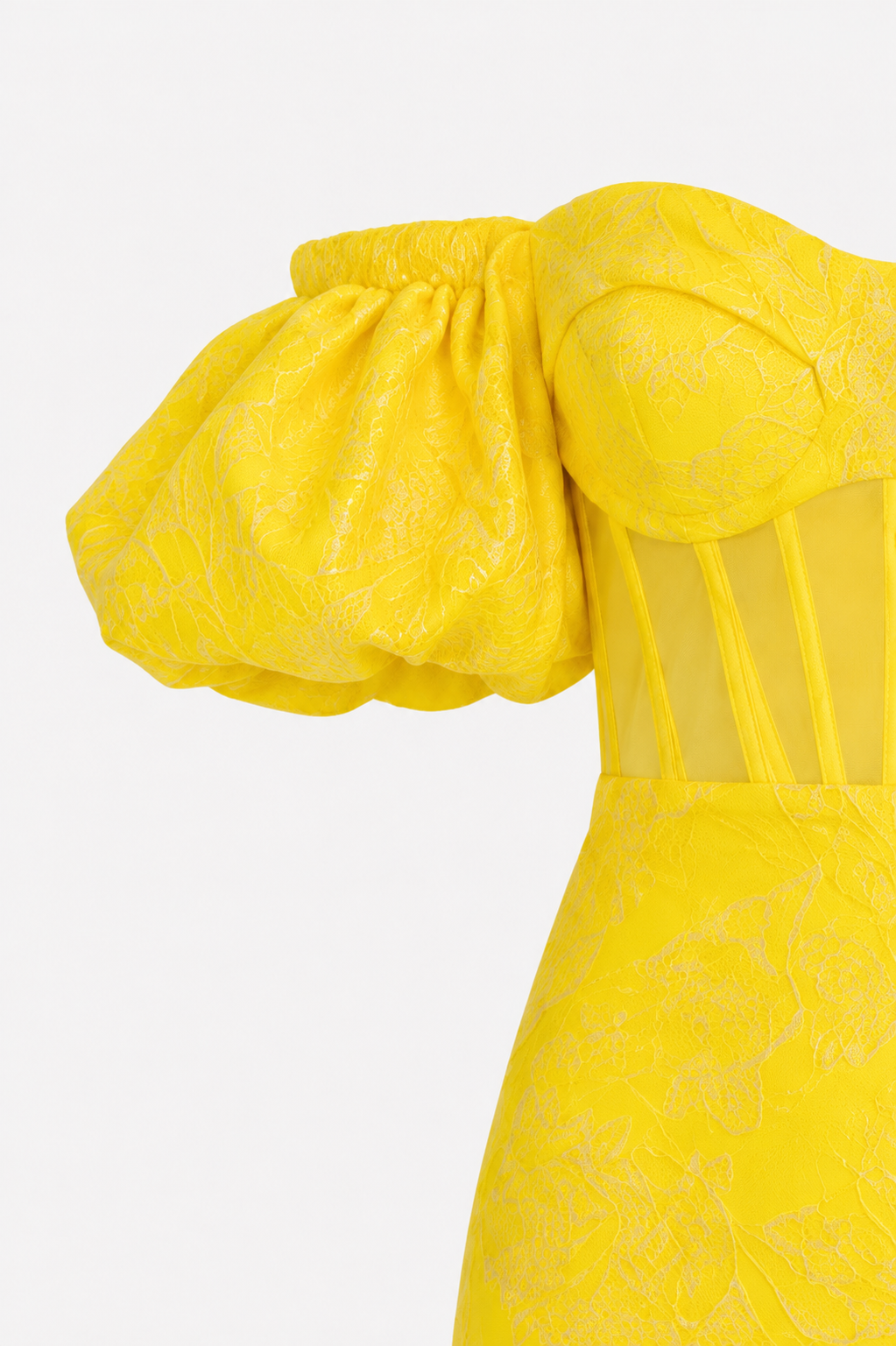 Marigold Ruffle Trim Sequin Jacquard Dress in Yellow