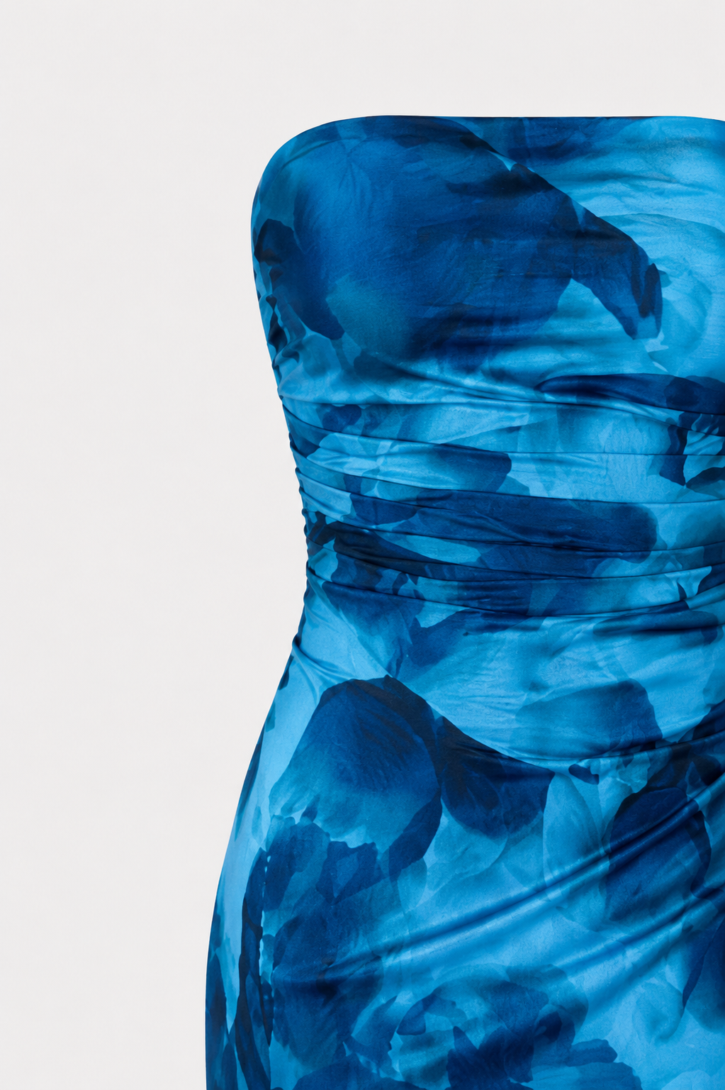 Kiki Strapless Tie Dye Print Hem Slit Midi Dress