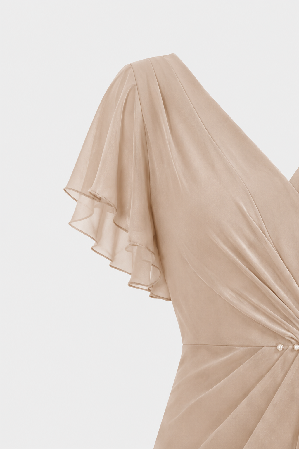 Beatrice Chiffon V-Neck Maxi Dress with Sleeves