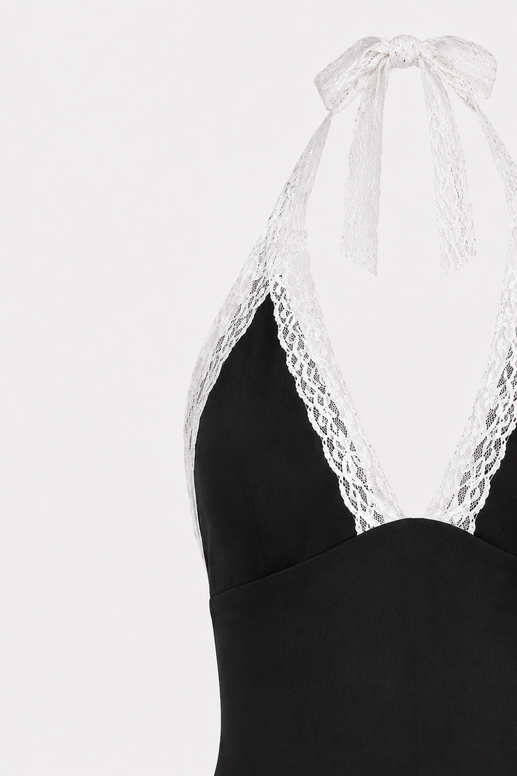 Thea Lace Panel V-Neck Cropped Slim Jumpsuit in Black