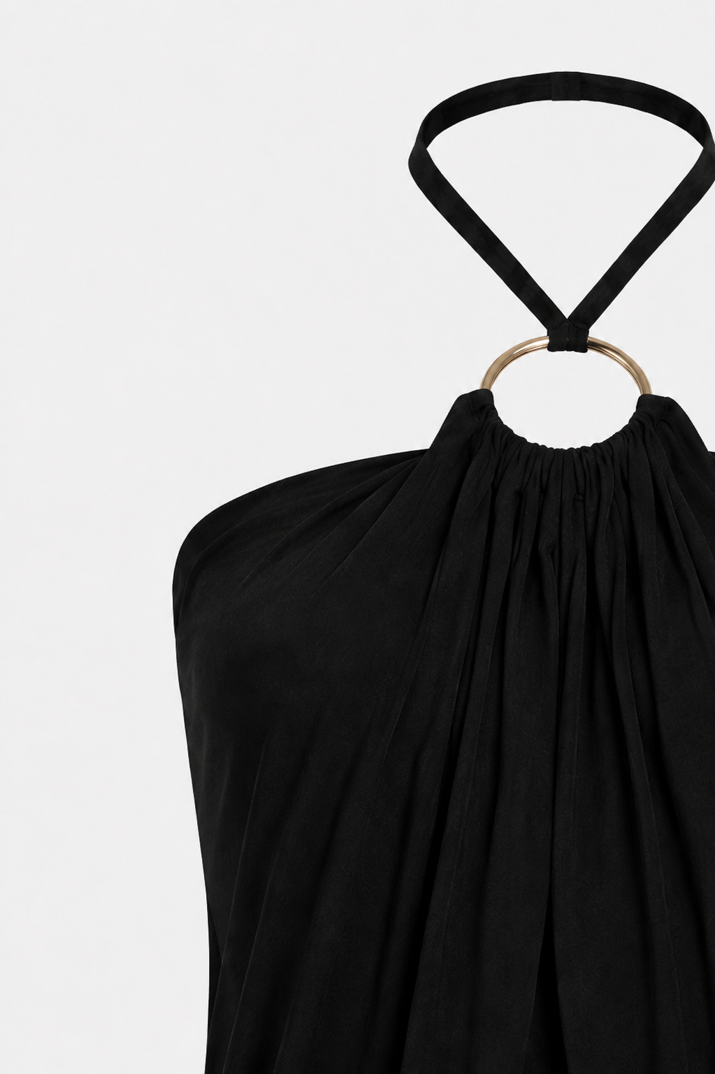 Bea Halter Tie Back Ruched Bodycon Mini Dress in Black