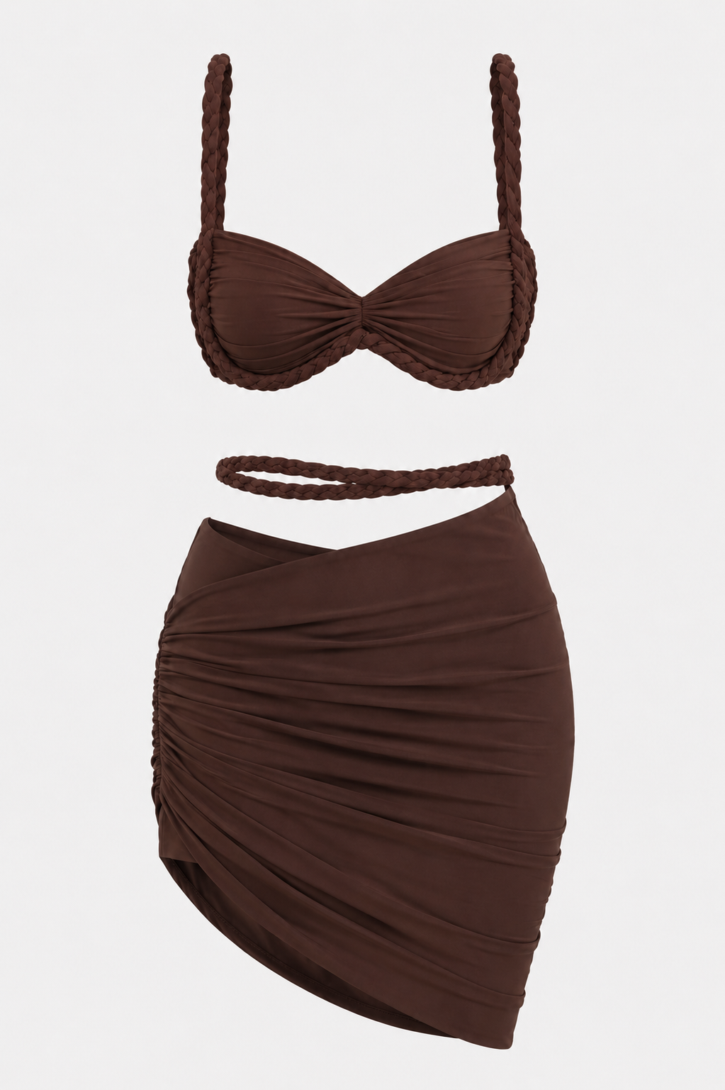 Clover Ruched Bralette Top and Maxi Skirt Co-ord Set