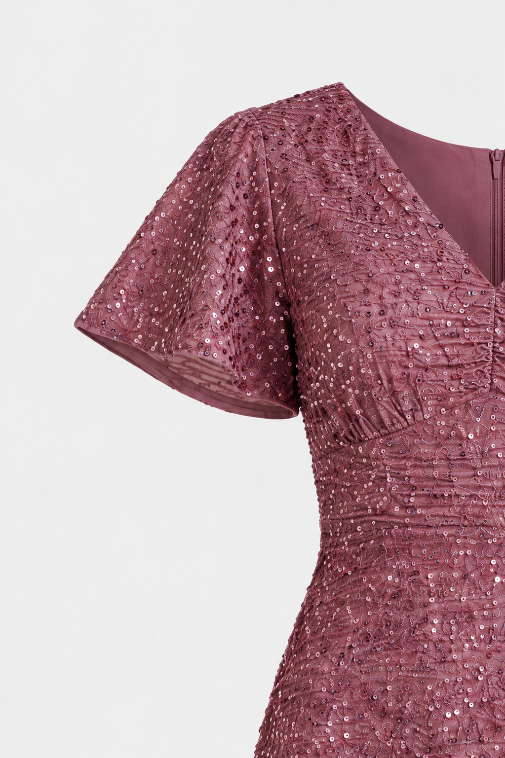 Winnie Ruffle Sleeve Deep V Sequin High Low Dress