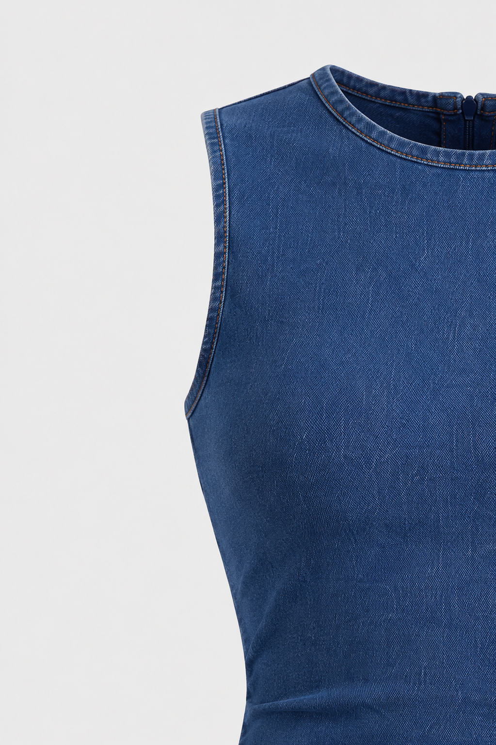 Jodie Sleeveless Bodycon Denim Maxi Dress in Blue