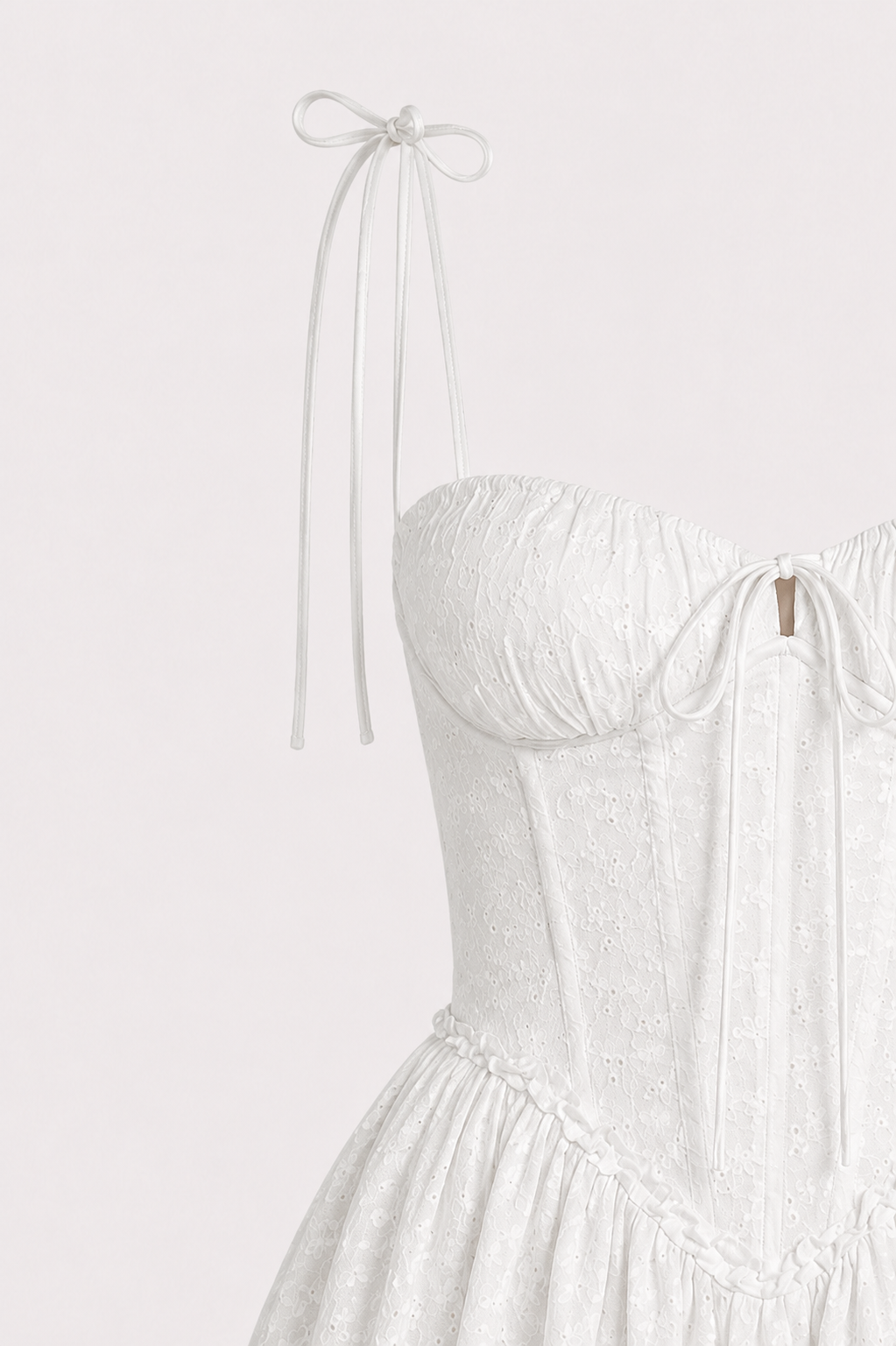 Maribel Embroidered Cut-Out Lace Up Mini Dress