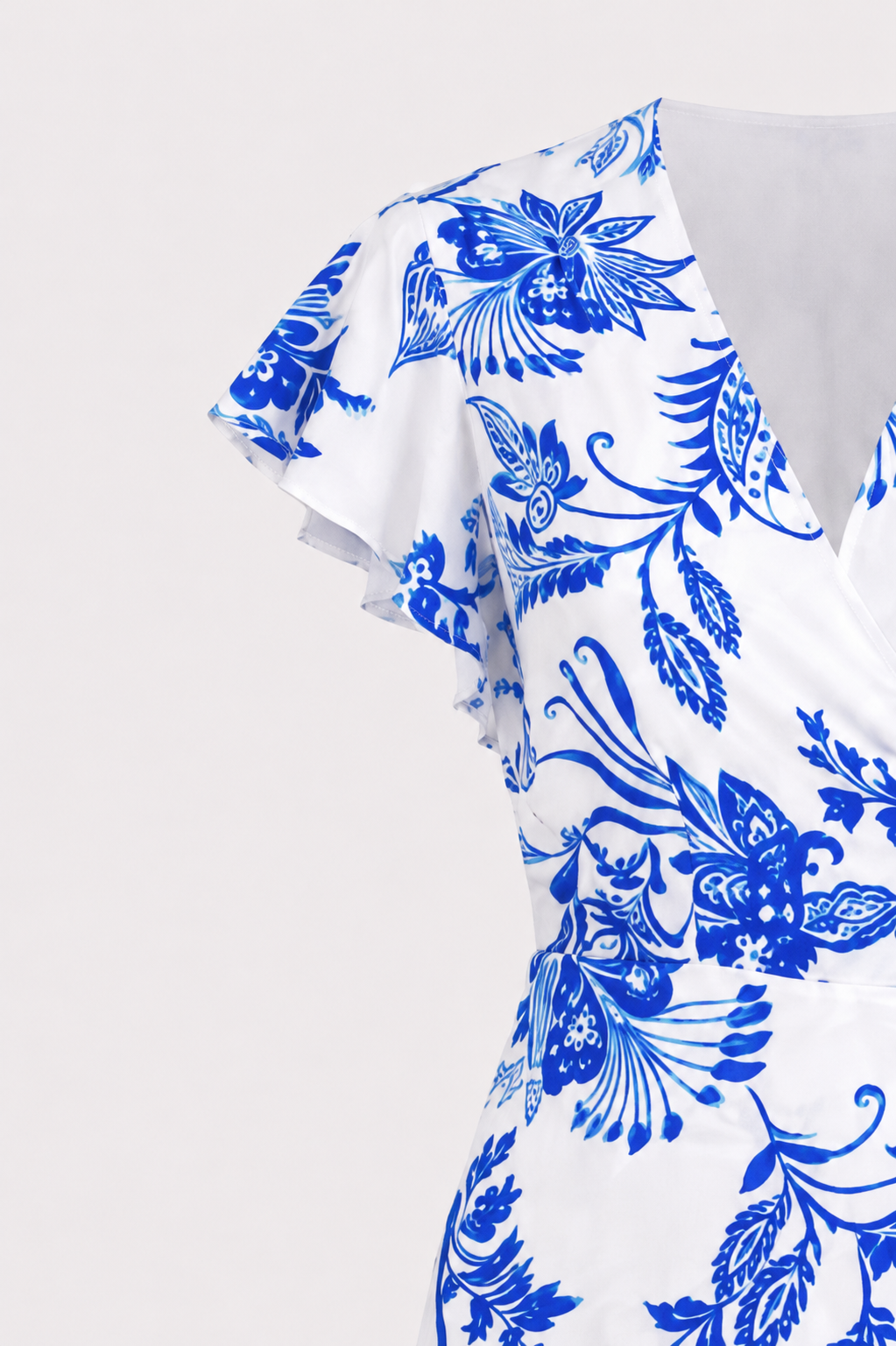 Flora Flutter Sleeve Lace-Up Print Midi Dress