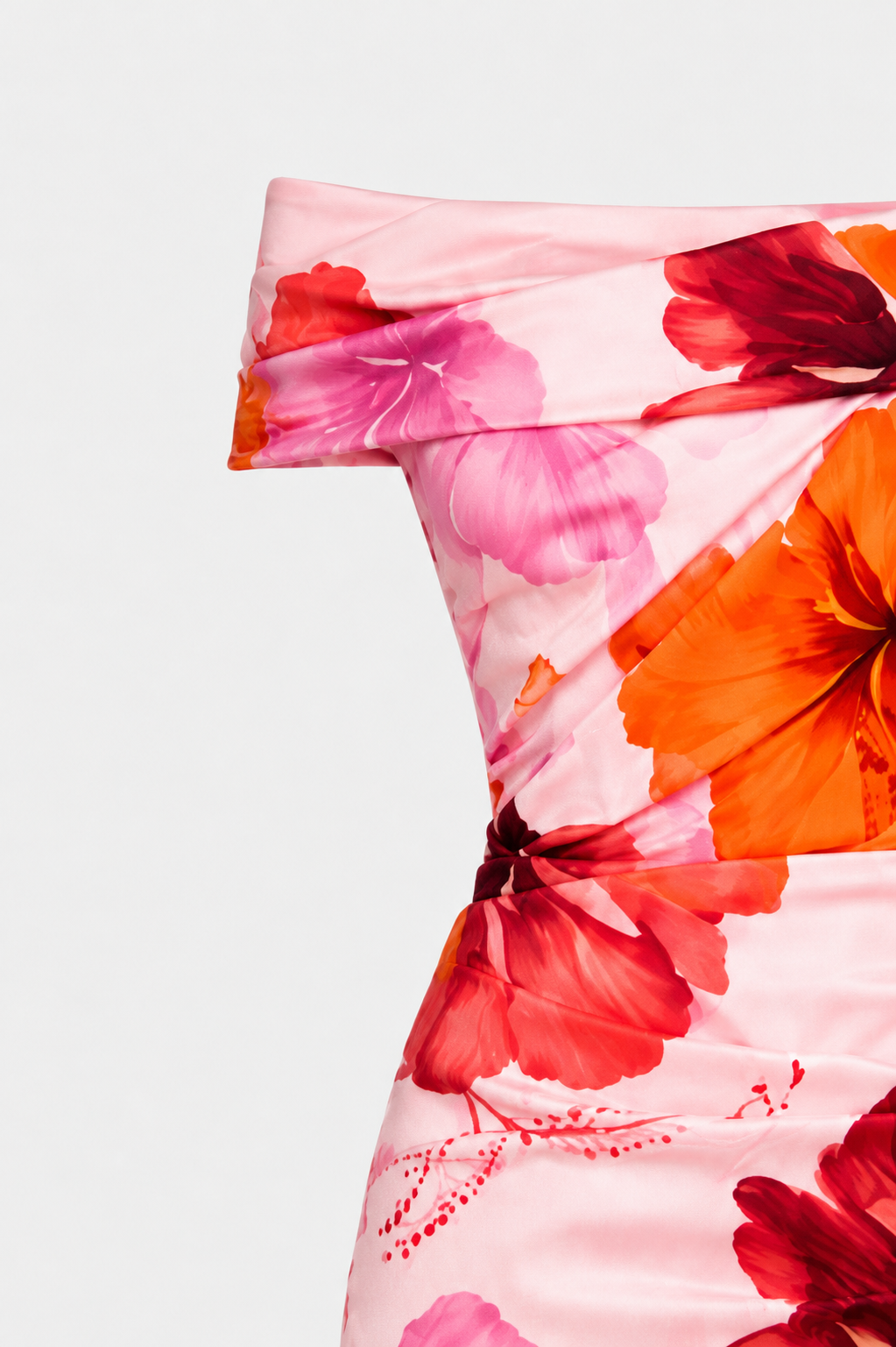 Celia Ruched Wrap Asymmetric Floral Midi Dress
