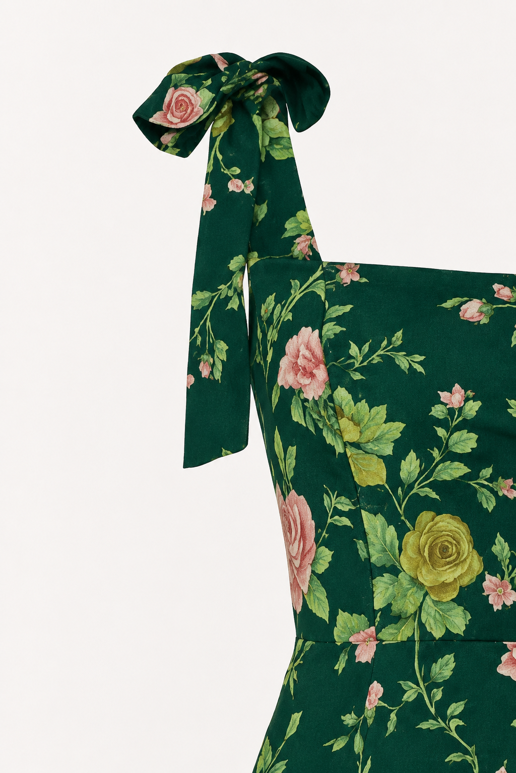 Camille Square Neck Floral Midi Dress in Vintage Green