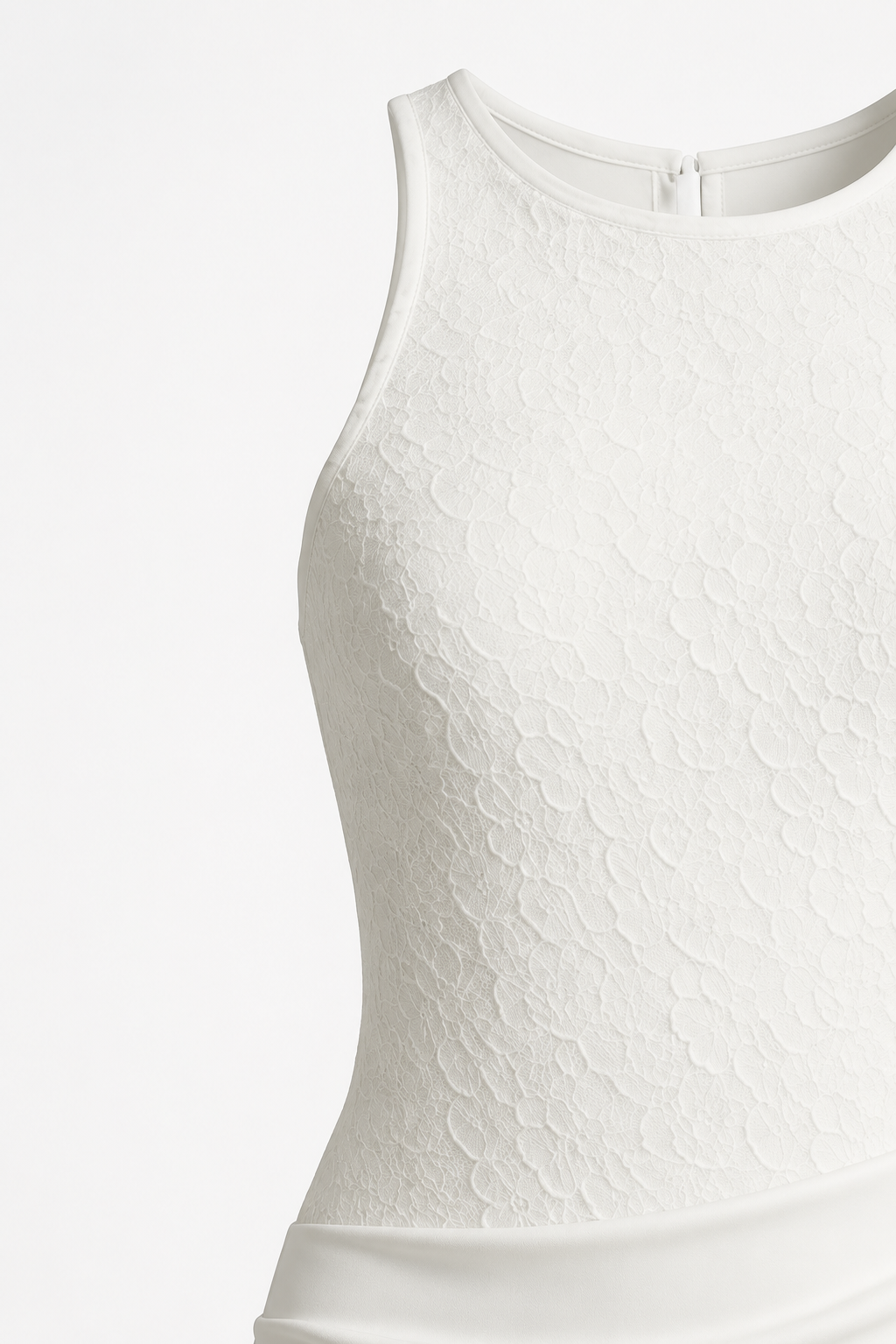 Odette Halter Neck Lace Mermaid Maxi Dress in White