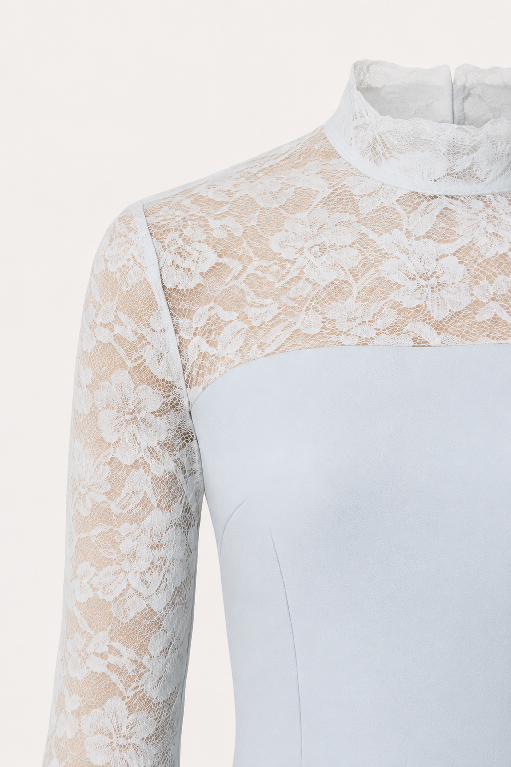 Delia Lace High Neck Flare Sleeve Backless Mini Dress