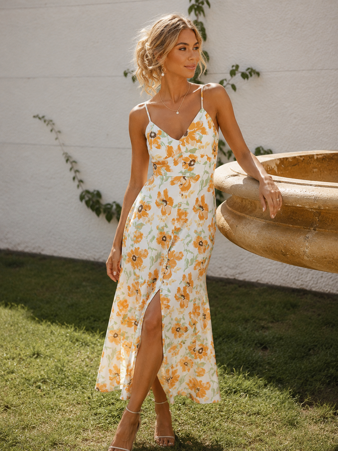Florence Sleeveless V-Neck Floral Print Maxi Dress