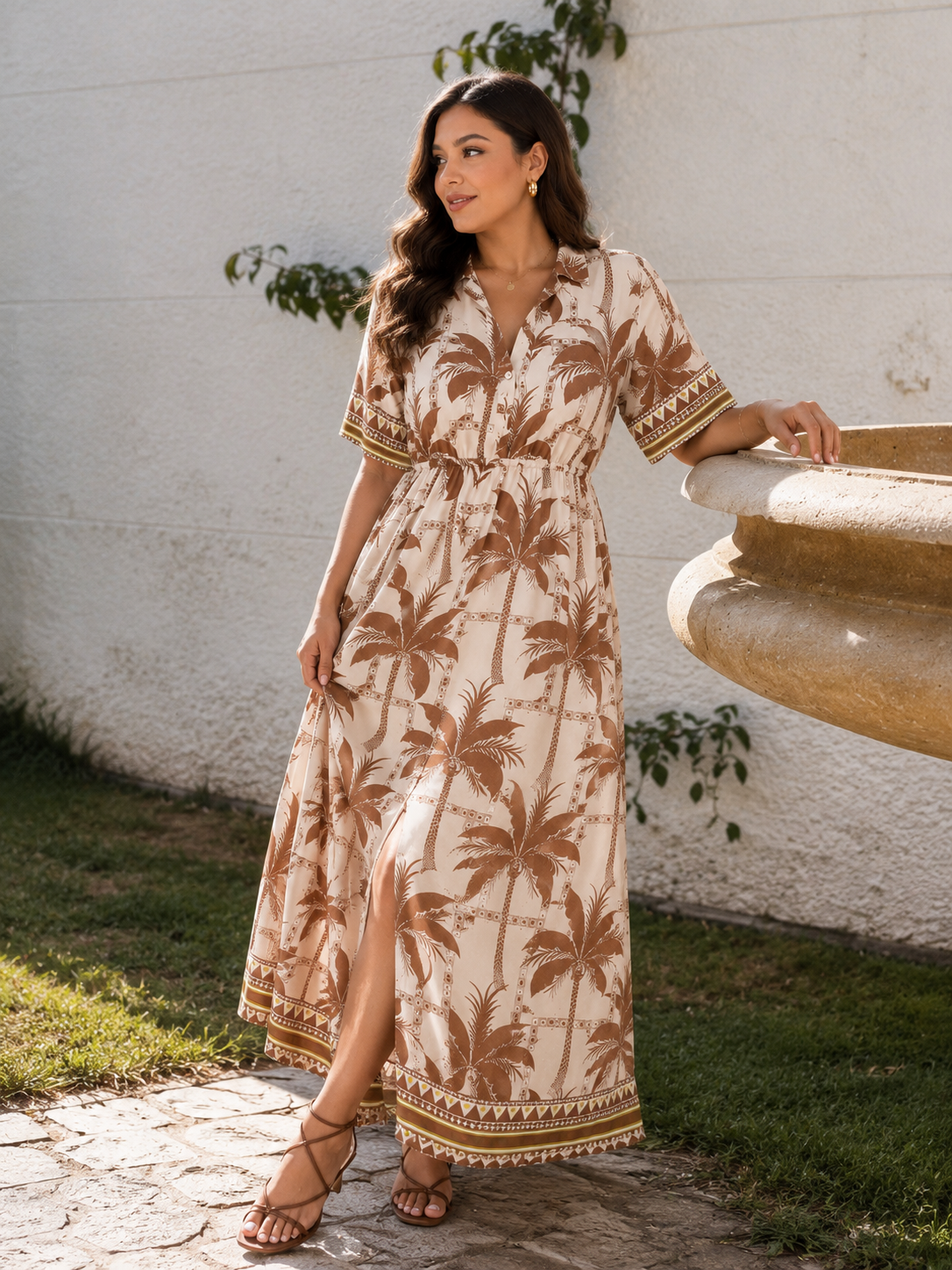 Gwen Draped V-Neck Short Sleeve Curve Midi Dress