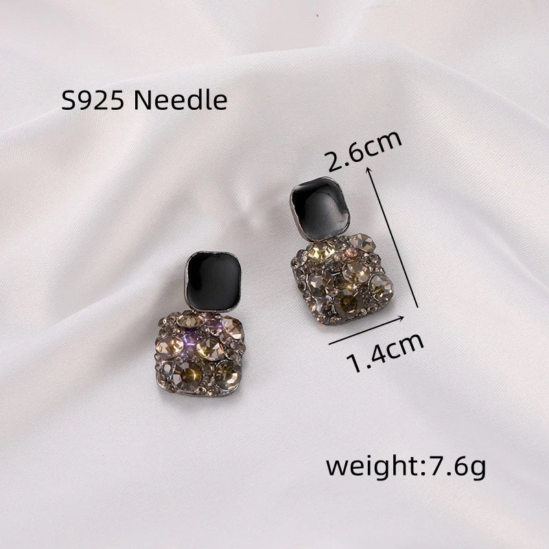 Quinn Crystal and Enamel Geometric Drop Earrings