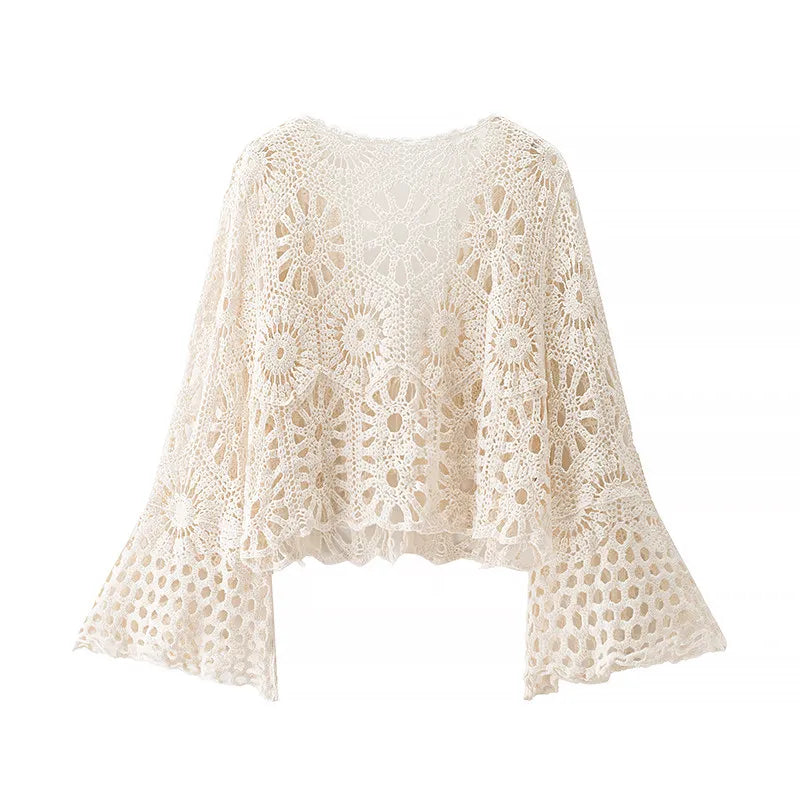 Bluebell Crochet Tie Front Flared Sleeve Cover Up