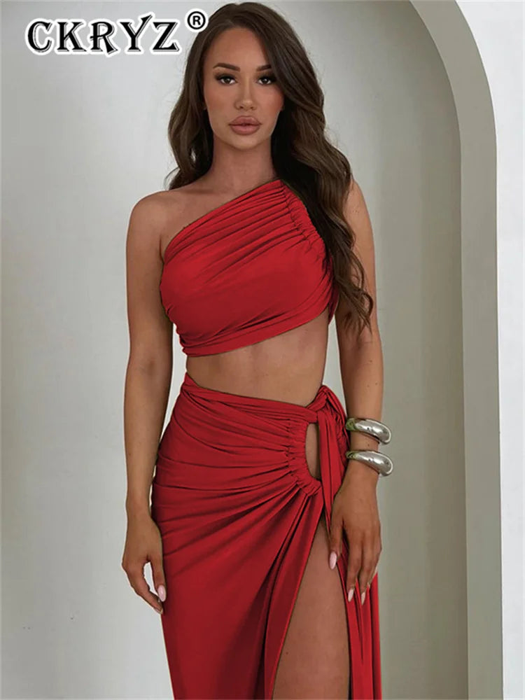 Zora Backless Crop Top and Split Maxi Skirt Co-ord Set