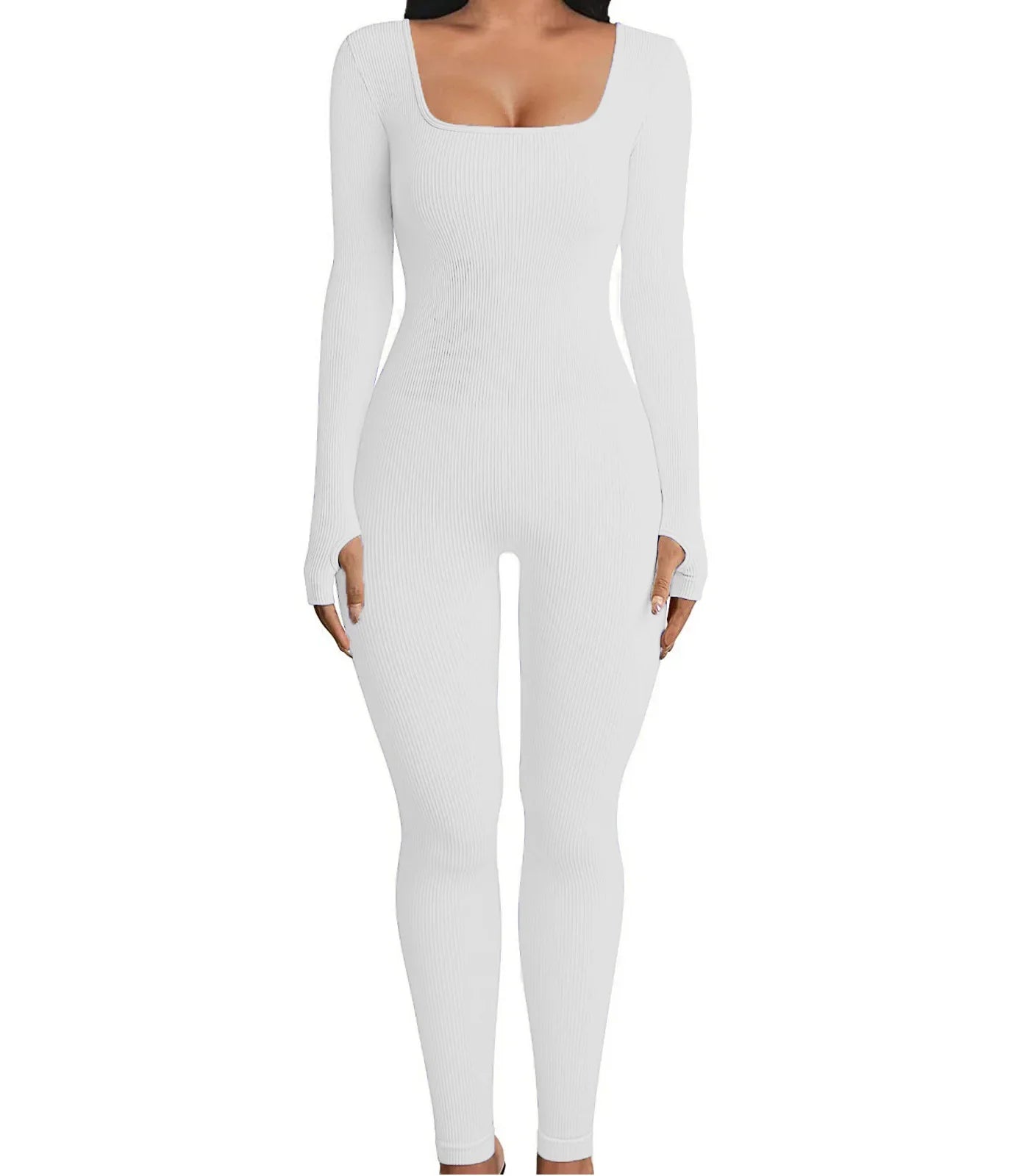 Yara Square Neck Seamless Stretch Pencil Jumpsuit