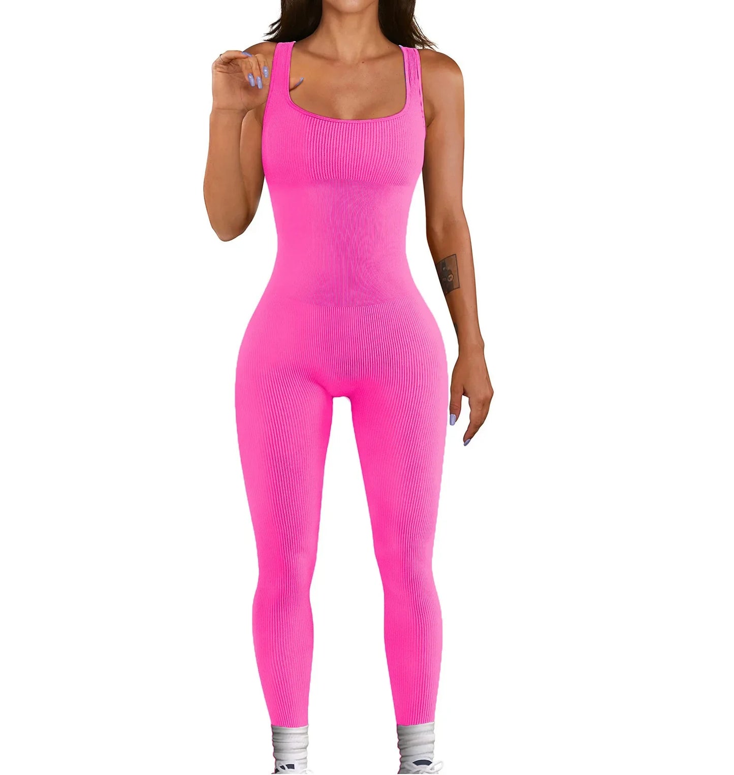 Yara Square Neck Seamless Stretch Pencil Jumpsuit