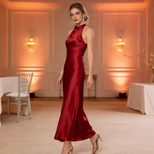 Ida Satin Finish Sleeveless Empire Maxi Dress