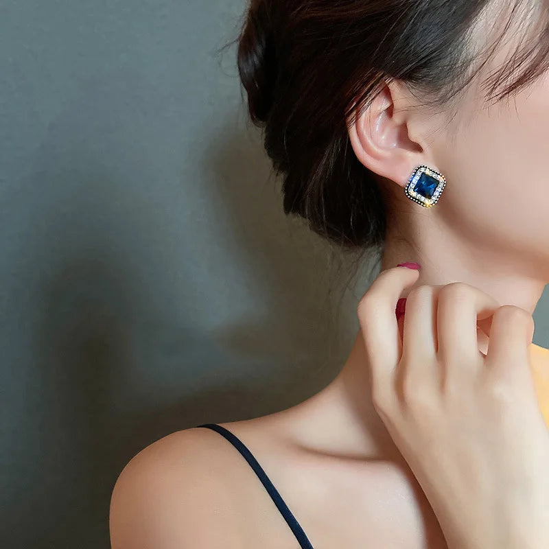 Quinn Crystal and Enamel Geometric Drop Earrings