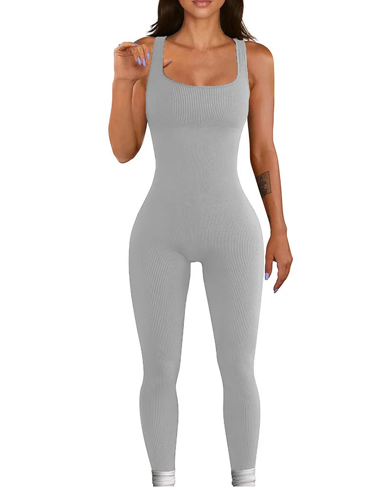 Yara Square Neck Seamless Stretch Pencil Jumpsuit