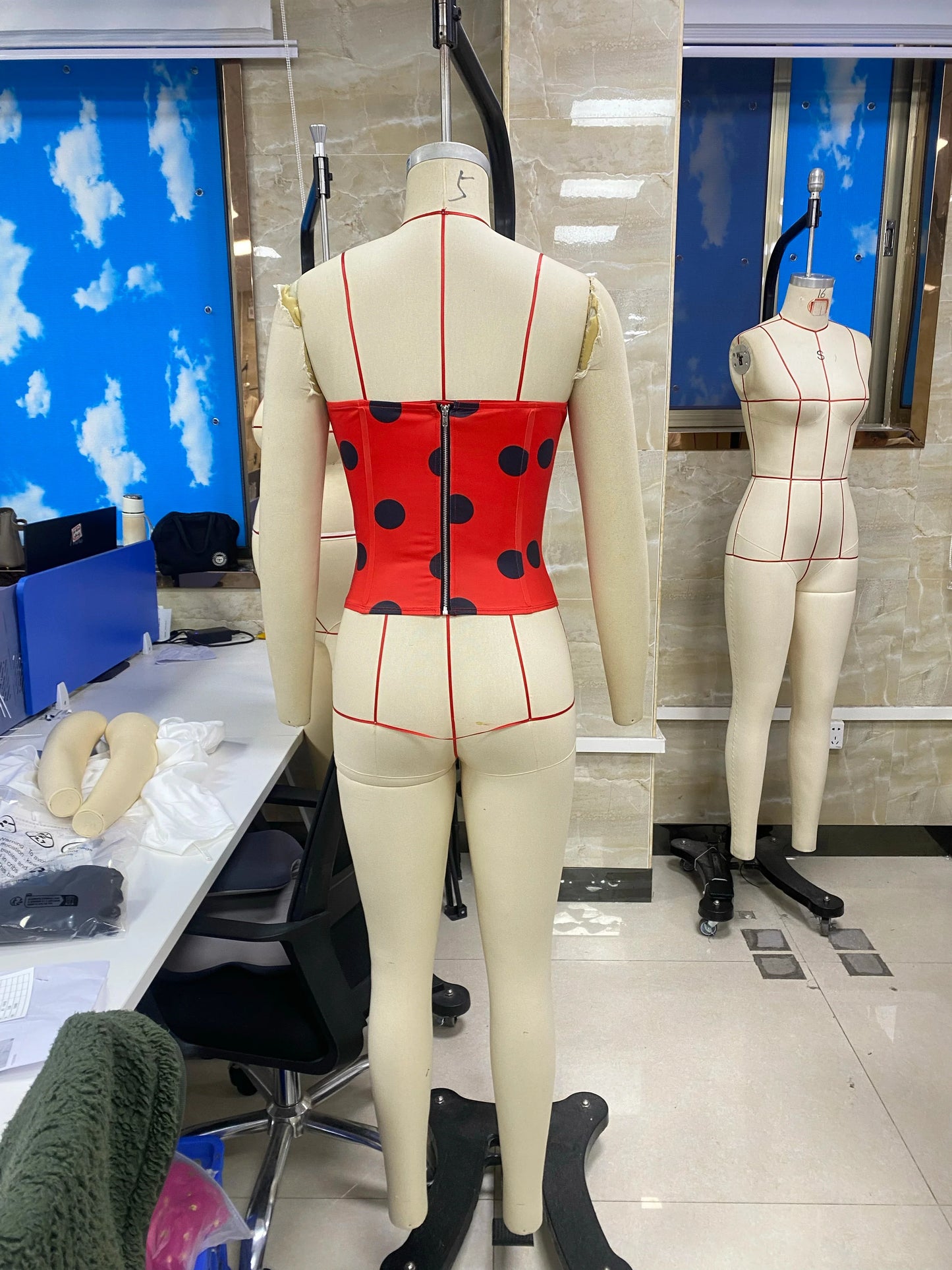 Dodie Polka Dot Tie Front Strapless Corset Top