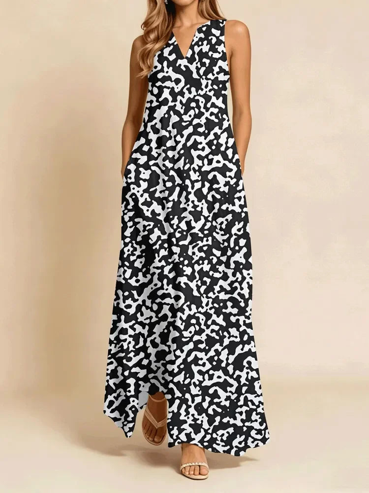 Paloma Floral V-Neck Loose Maxi Dress with Pockets