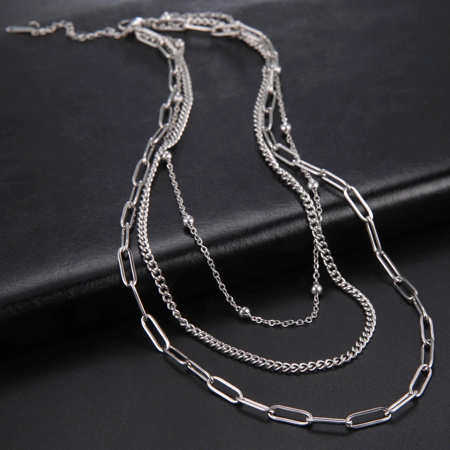 Lois Heart Lock Layered Stainless Steel Necklace