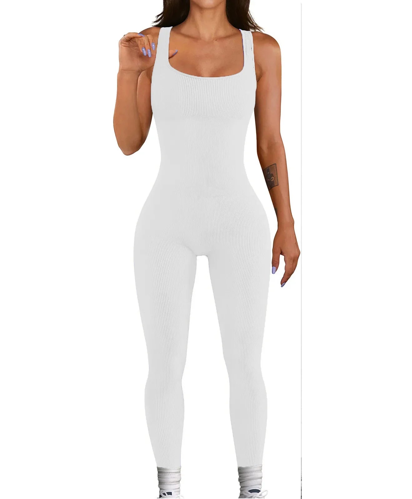 Yara Square Neck Seamless Stretch Pencil Jumpsuit