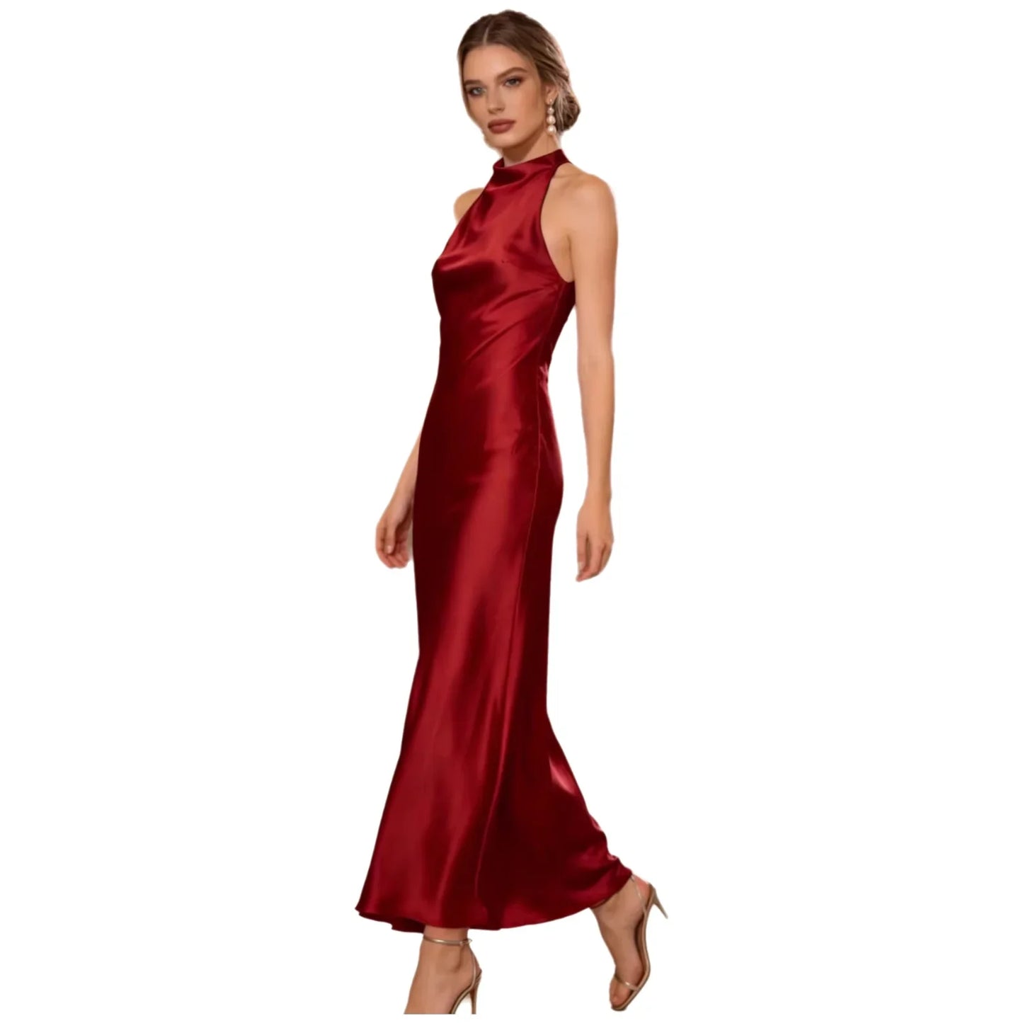 Ida Satin Finish Sleeveless Empire Maxi Dress