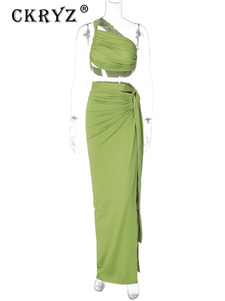Zora Backless Crop Top and Split Maxi Skirt Co-ord Set