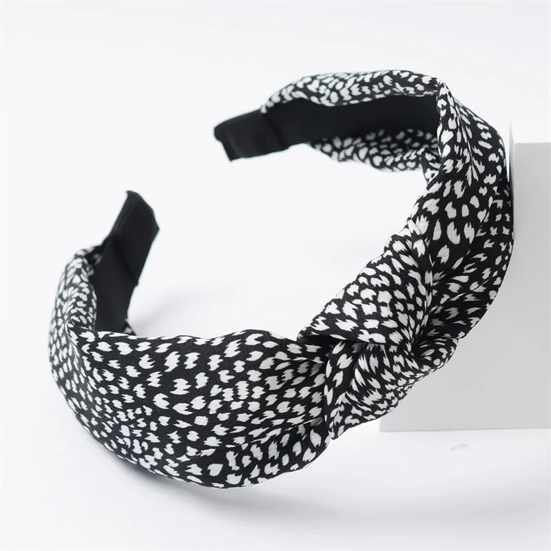 Nala Vintage Leopard Print Satin Knot Headband