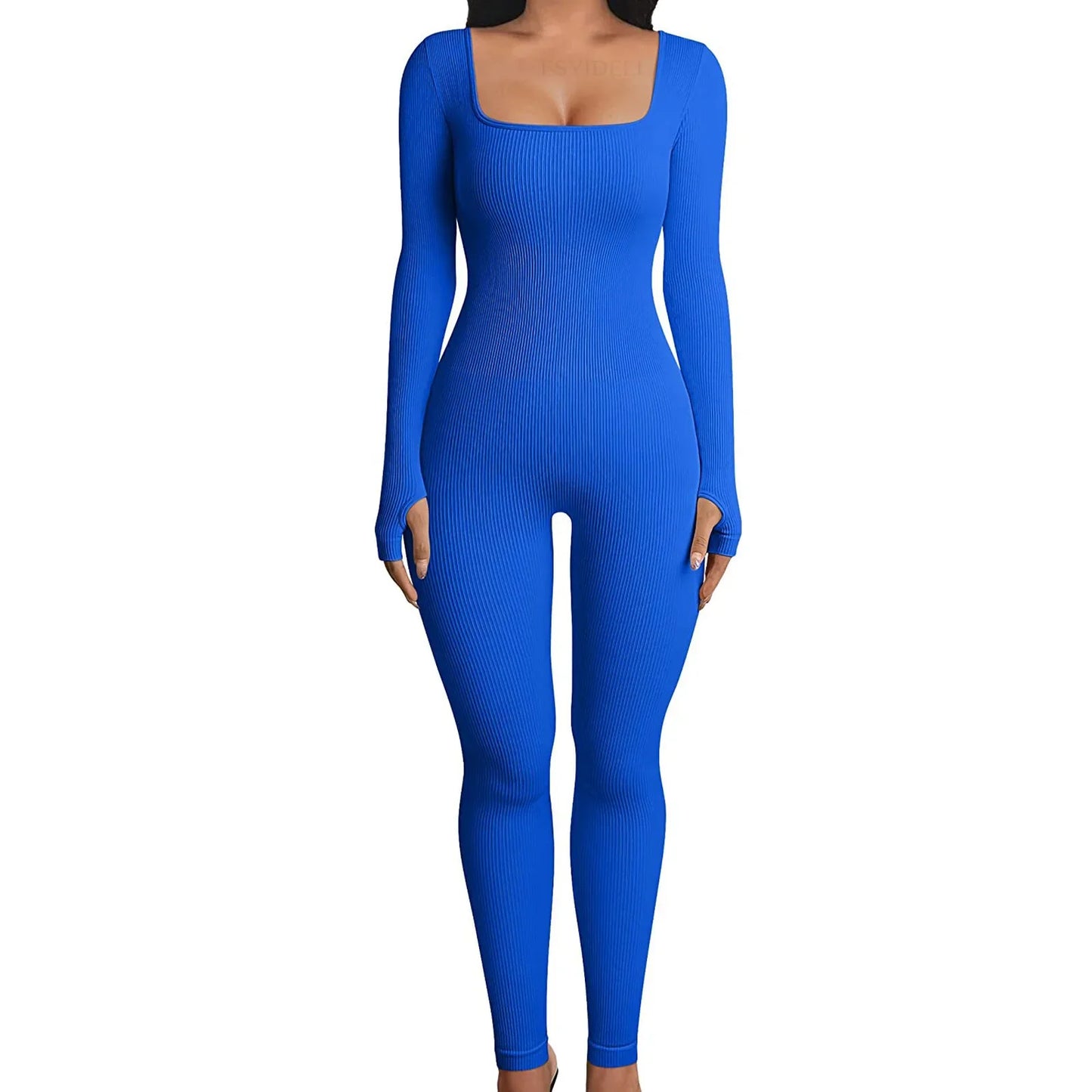 Yara Square Neck Seamless Stretch Pencil Jumpsuit