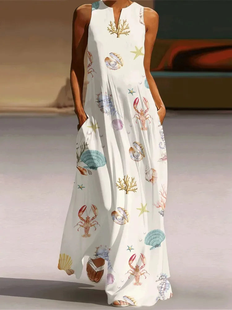Paloma Floral V-Neck Loose Maxi Dress with Pockets