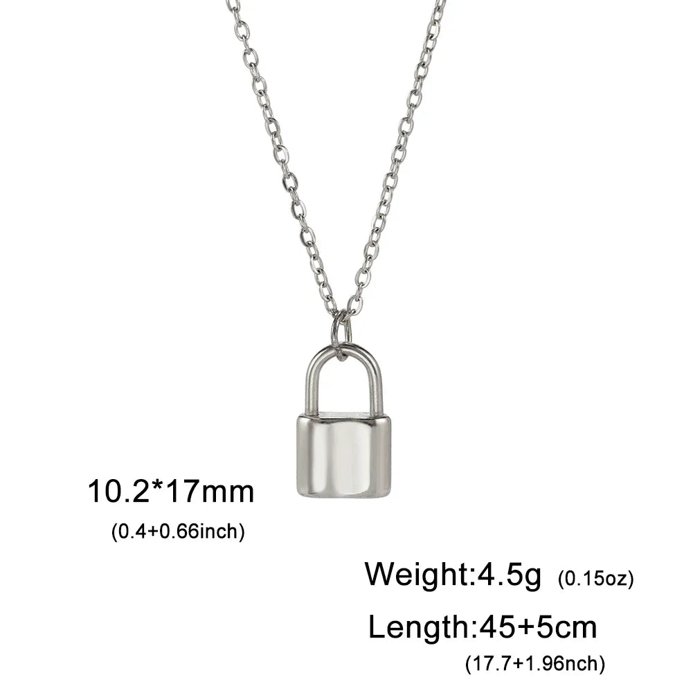 Lois Heart Lock Layered Stainless Steel Necklace