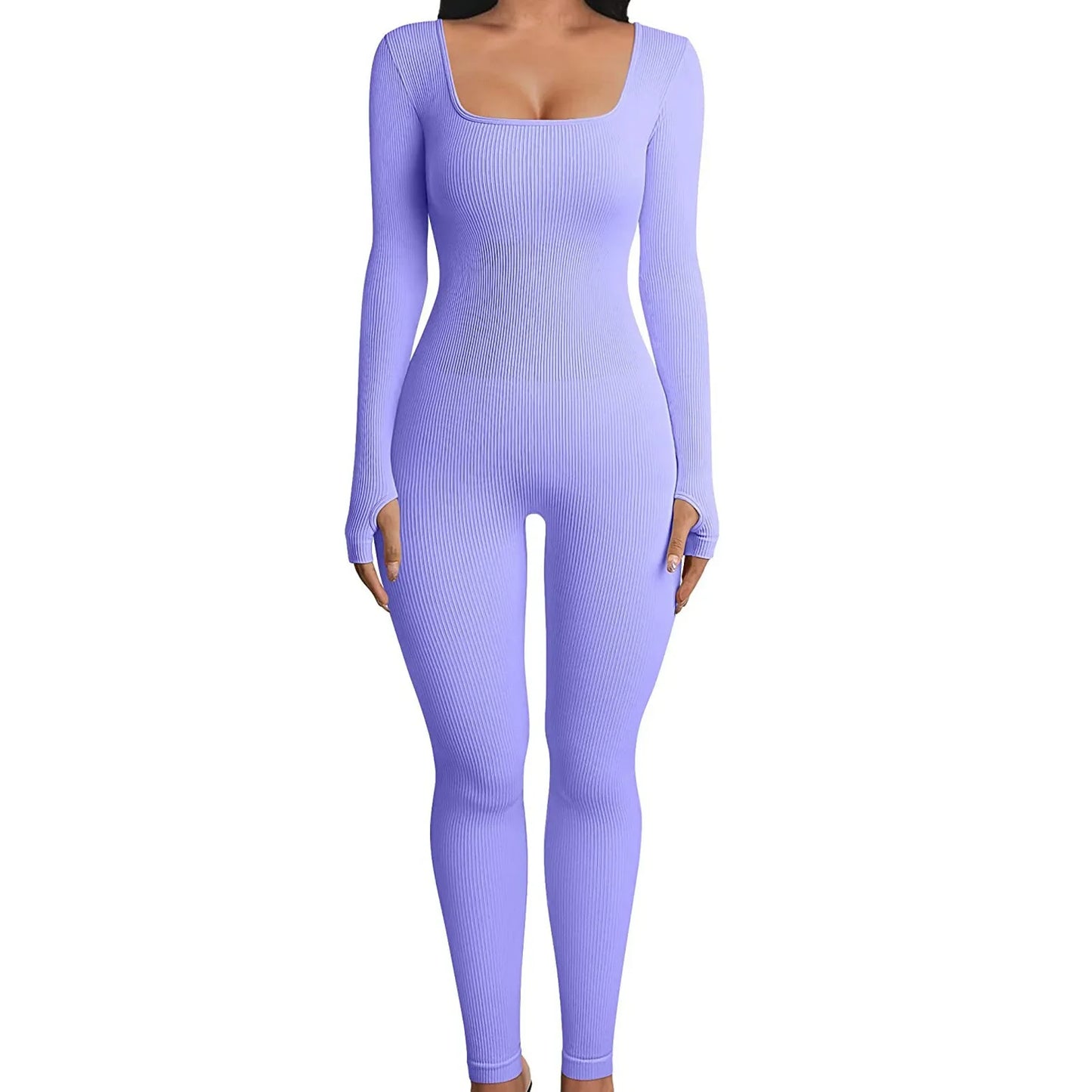 Yara Square Neck Seamless Stretch Pencil Jumpsuit