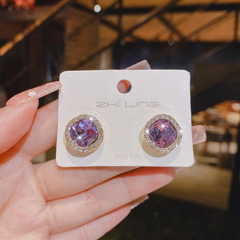 Quinn Crystal and Enamel Geometric Drop Earrings