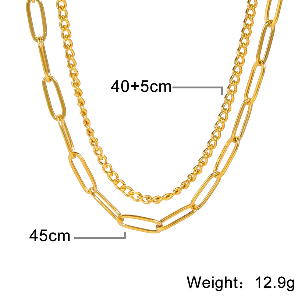 Lois Heart Lock Layered Stainless Steel Necklace