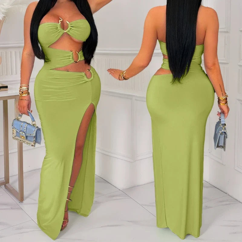 Sylvie Strapless Cut-Out Bodycon Maxi Party Dress