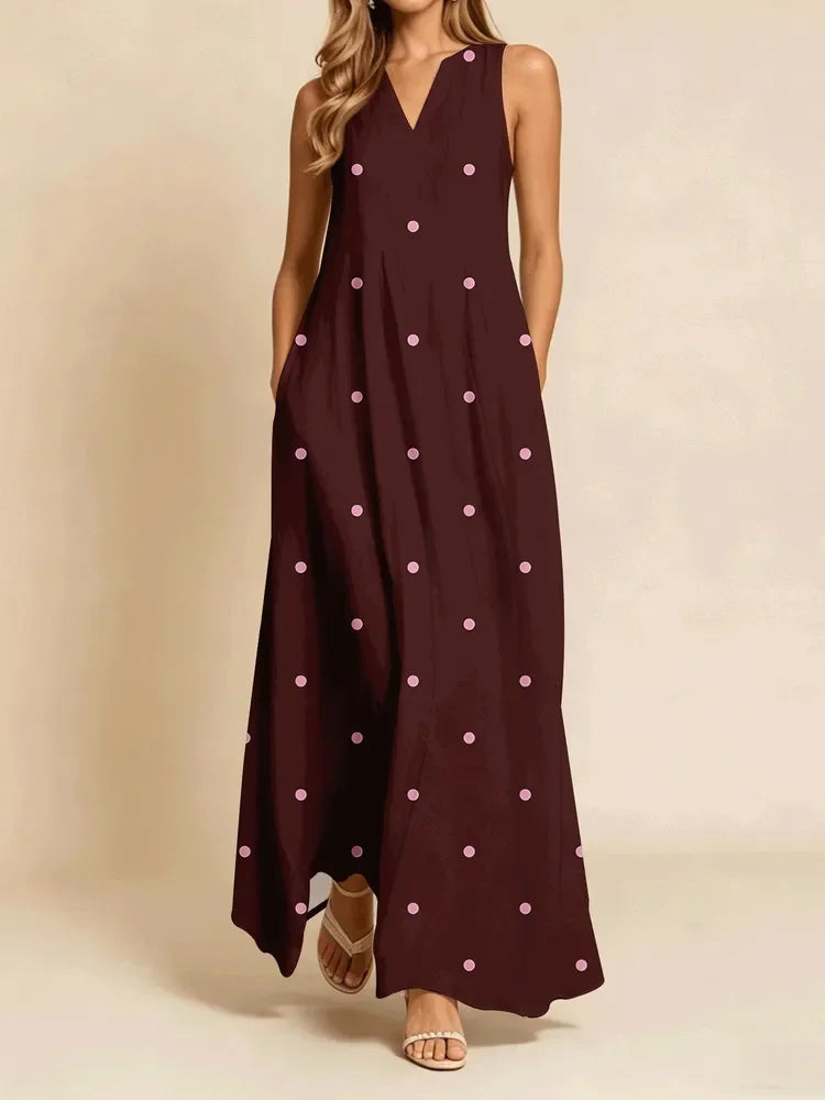 Paloma Floral V-Neck Loose Maxi Dress with Pockets