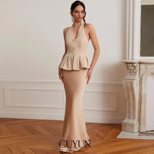 Philippa Halter Ruffle Detail Evening Maxi Dress