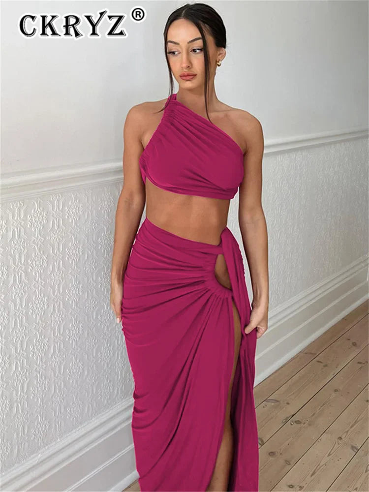 Zora Backless Crop Top and Split Maxi Skirt Co-ord Set