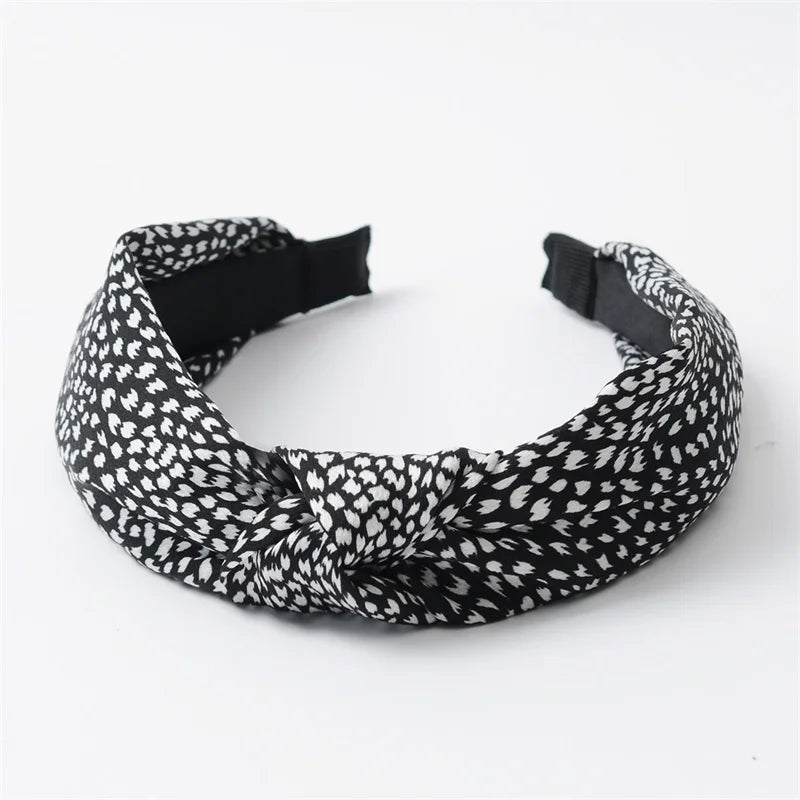 Nala Vintage Leopard Print Satin Knot Headband