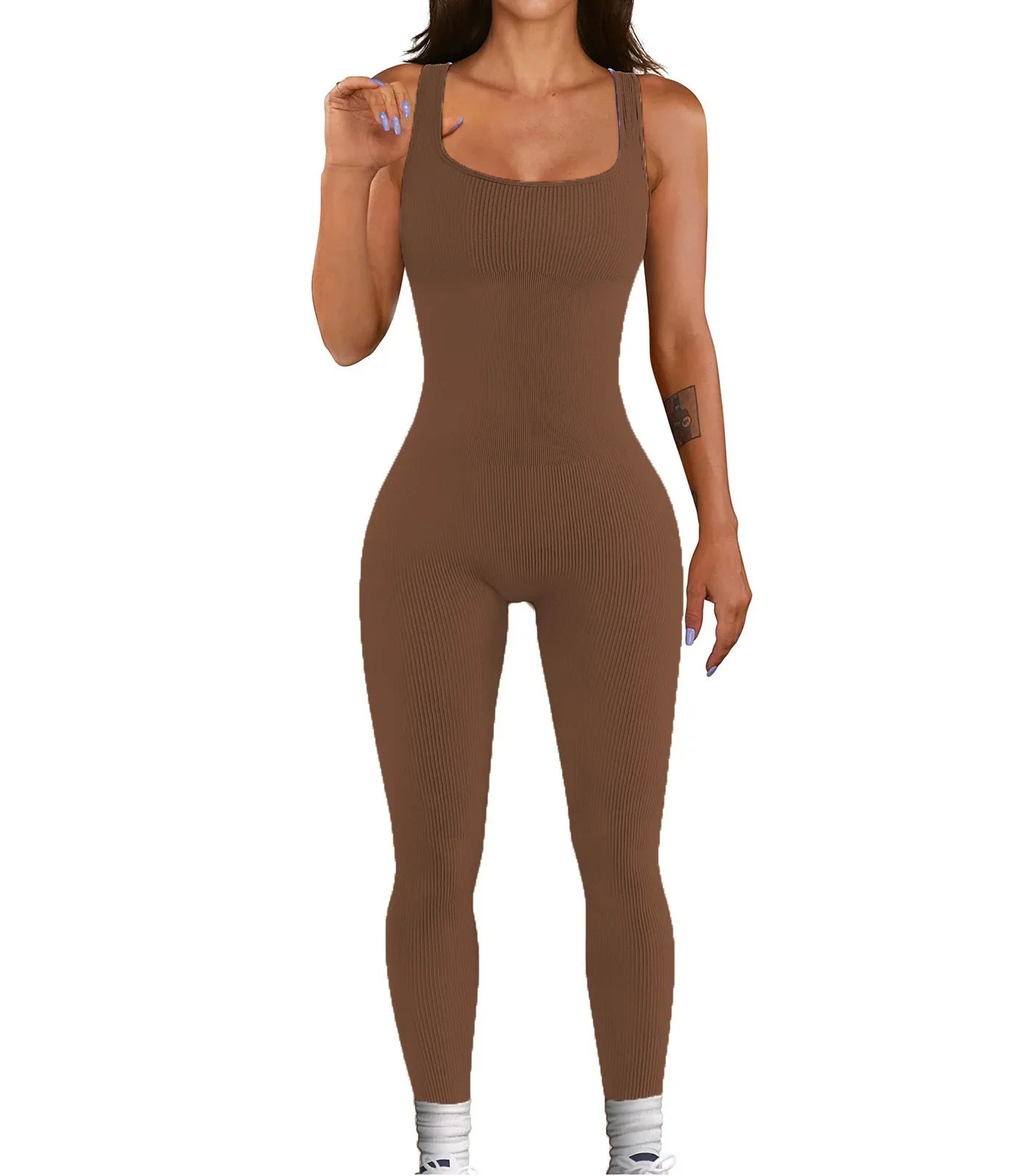 Yara Square Neck Seamless Stretch Pencil Jumpsuit