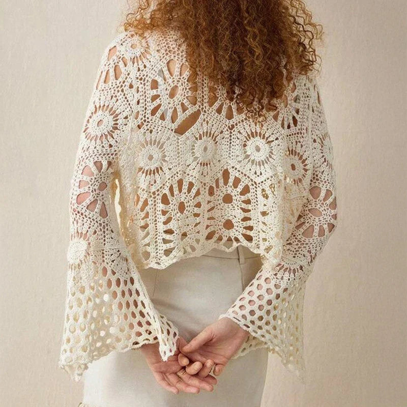 Bluebell Crochet Tie Front Flared Sleeve Cover Up