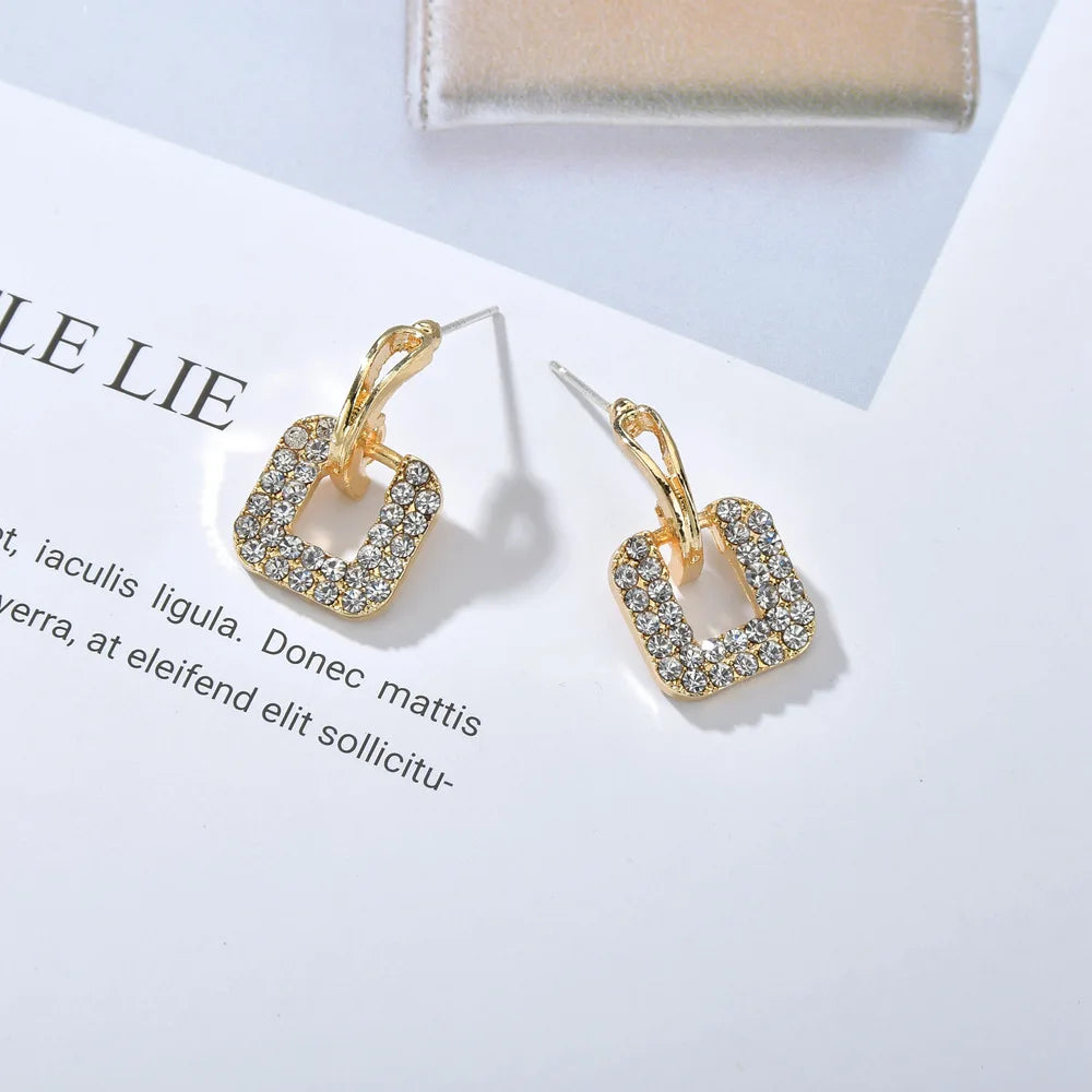 Quinn Crystal and Enamel Geometric Drop Earrings