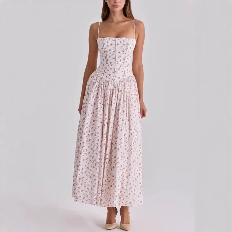 Dulcie Strappy Floral Print A-Line Midi Dress