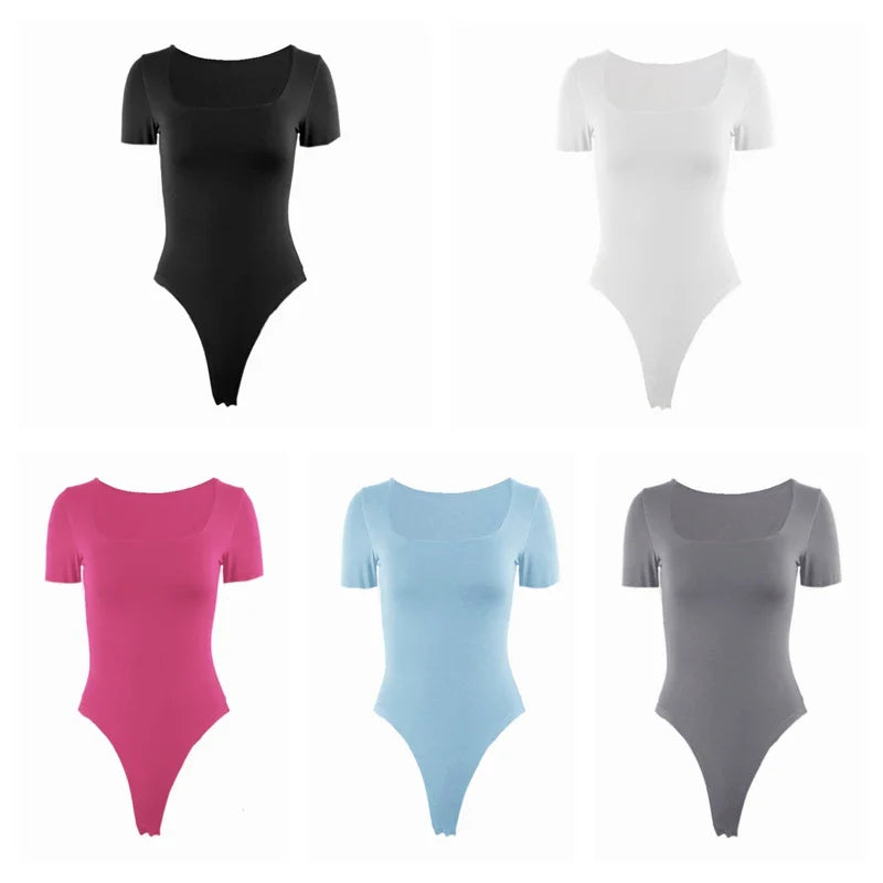 Blanche Square Neck Short Sleeve Jersey Bodysuit